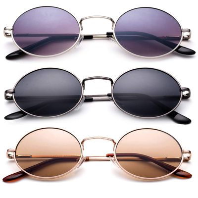 Glasses Hippy Vintage Retro Round Sunglasses & Clear Lens Glasses With Carrying Pouch