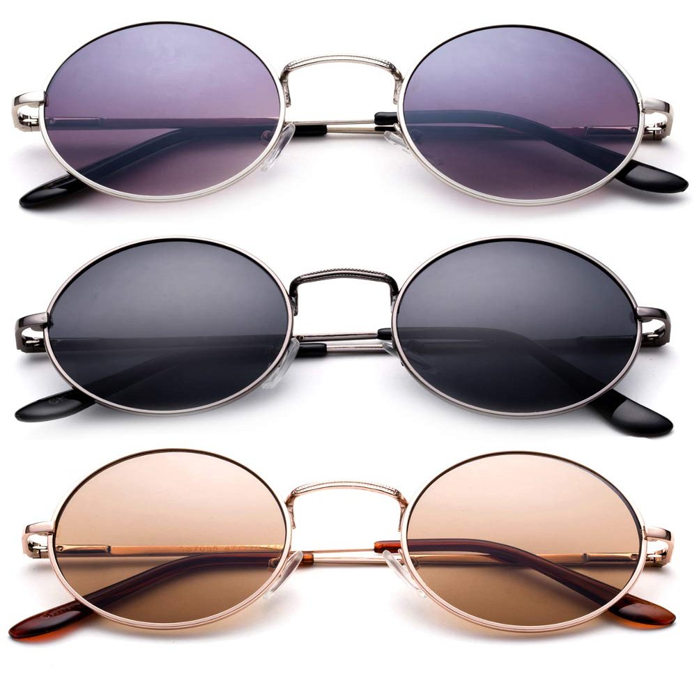 Glasses Hippy Vintage Retro Round Sunglasses & Clear Lens Glasses With Carrying Pouch