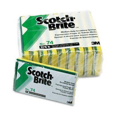 Scotch-Brite 74CC Medium-Duty Scrub Sponge, 6-1/4-Inch x3-1/2-Inch, 10/PK, YW/GN