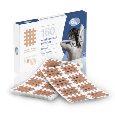 CrossLinq Gittertape Pflasters | 160 Medium Gitterpflaster | Akupunkturpflaster zur Schmerzlinderung | Wasserfest & Hautfreundlich | Crosstapes mit extra starkem Halt | Beige