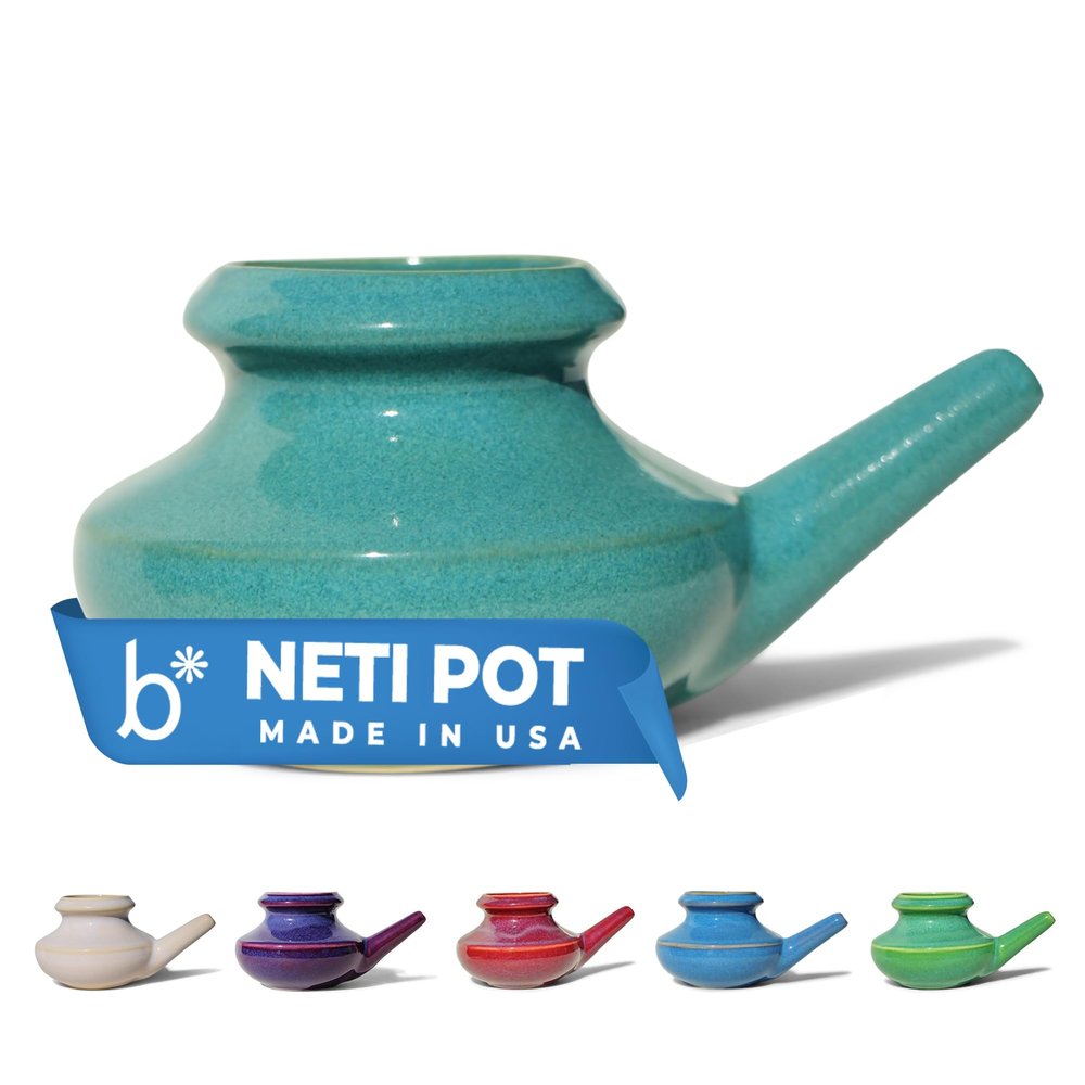 Baraka Handcrafted Ceramic Neti Pot - Nasal Rinse Tool for Home, Clears Nasal Passages, Hydrates Sinuses, Dishwasher Safe, Durable Food Grade Ceramic Glazes, Lightweight, Easy to Use - 10oz (Jade)