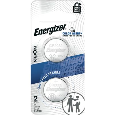 Energizer CR2032 Batteries (2 Pack), 3V Lithium Coin Batteries