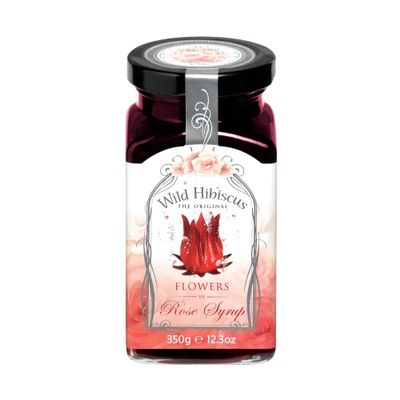 Wild Hibiscus Flowers in Rose Syrup | 12.3 oz Jar | 15 Whole Hibiscus Flowers Infused with Rose-Infused Syrup | Elegant Garnish for Cocktails, Desserts & Gourmet Creations