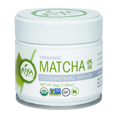 Aiya Organic Ceremonial Grade Matcha Powder - Premium Matcha Ceremonial Grade, Vibrant Jade Green Color, Mild Natural Sweetness, Japanese Tea Ceremonies - 30g Tin