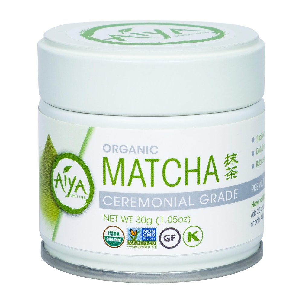 Aiya Organic Ceremonial Grade Matcha Powder - Premium Matcha Ceremonial Grade, Vibrant Jade Green Color, Mild Natural Sweetness, Japanese Tea Ceremonies - 30g Tin