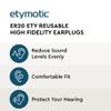 Etymotic ER20 ETY Earplugs - Standard Size, Blue - High-Fidelity Hearing Protection - Up to 20 dB Sound Reduction - Reusable - Includes Neck Cord & Carrying Case view 2