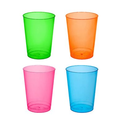 Party Essentials Plastic Cups, 50-Count, Assorted Neon