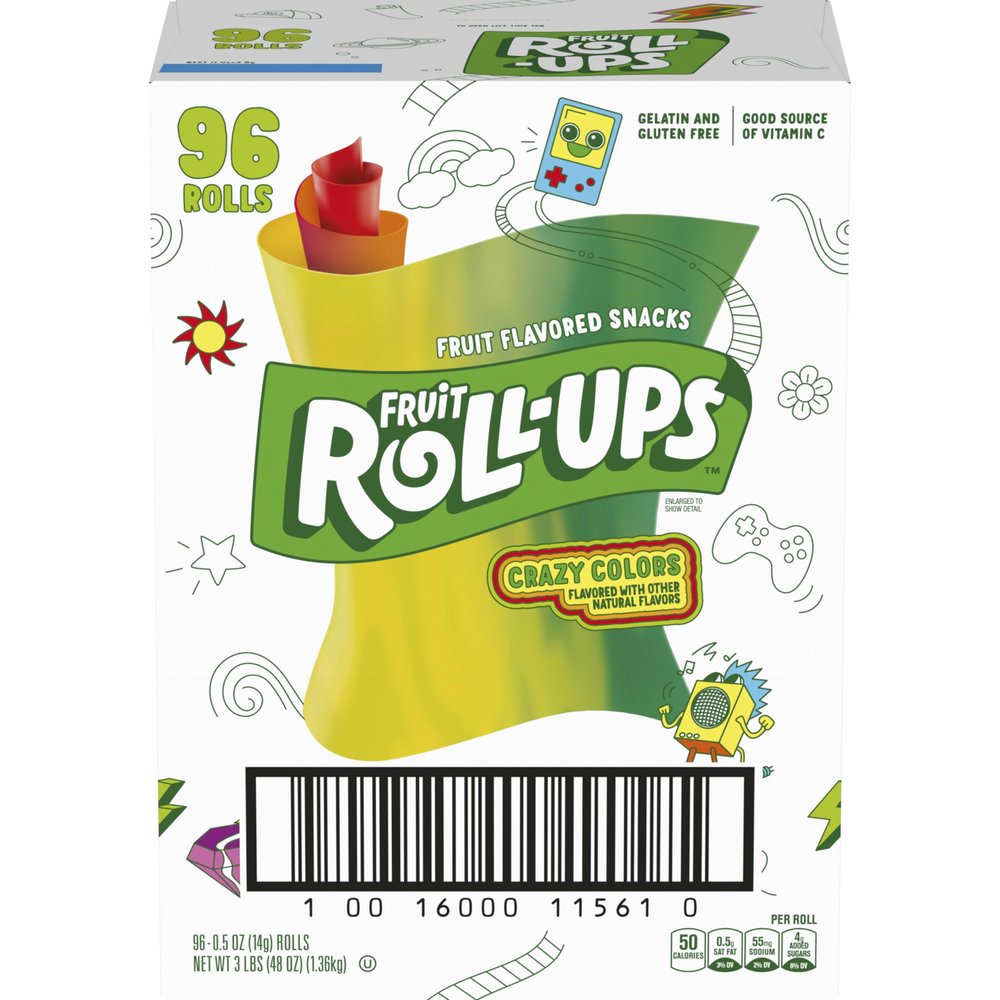 Betty Crocker Fruit Roll Ups, Crazy Colors, 0.5 Oz, 96 Count