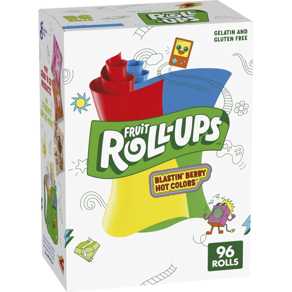 Betty Crocker Fruit Roll Ups, Blastin' Berry Hot Colors, 0.5 Oz, 96 Count