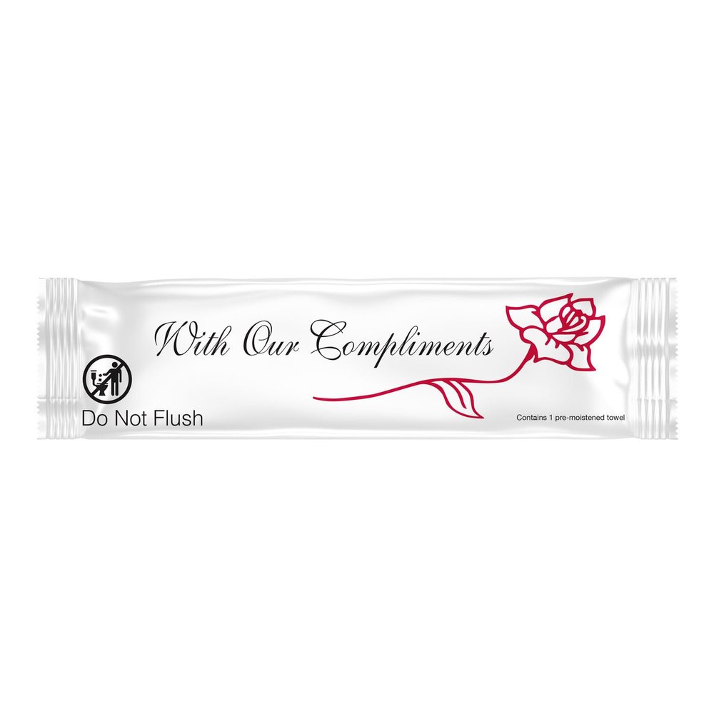 Diamond Wipes Pre-moistened Hand Wipes - With Our Compliments Logo 10x8 Extra Thick Lemon-Scented Pack of 50 Individually Wrapped Wet Wipes