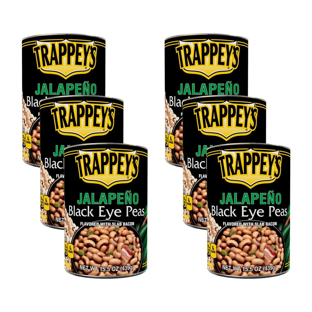 Trappey's Jalapeno Black eye Peas , With Slab Bacon, 15.5-Ounces (Pack of 6)