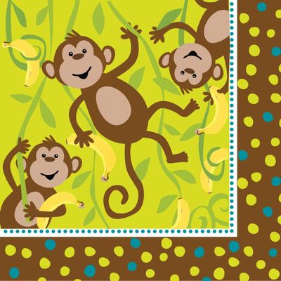 16-Count Paper Lunch Napkins, Monkeyin' Around