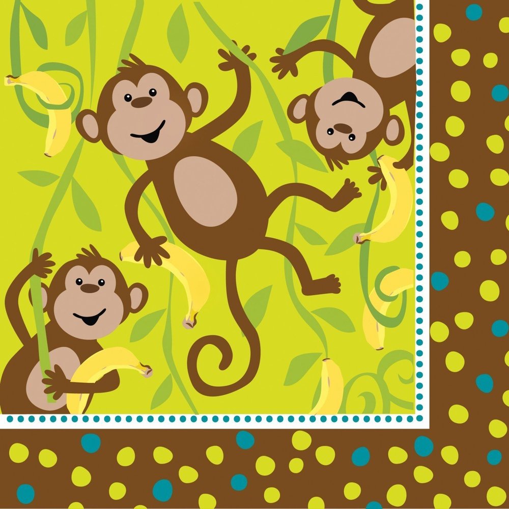 16-Count Paper Lunch Napkins, Monkeyin' Around