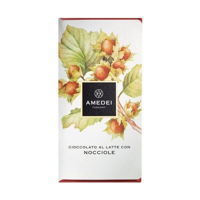 Amedei Chocolate Bar Milk Chocolate Nocciole W Hazelnuts, 50 Grams