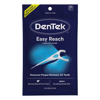 Dentek Complete Clean Easy Reach Floss Picks, Break & Shred-Proof Dental Floss Picks, 75 Count