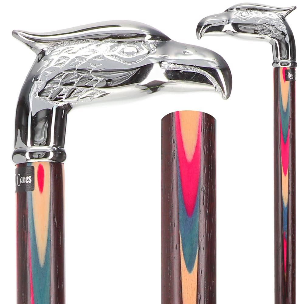 Plated Eagle Handle Walking Cane Majestic Design with Beechwood Shaft Bold and Durable Walking Cane for Men and Women