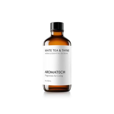 AromaTech White Tea and Thyme Aroma Essential Oil Blend: Luxury Hotel Inspired Aromatherapy with Tea Leaf, Fresh Thyme & Amber for Ultrasonic Diffusers (4 Fl Oz (Pack of 1))