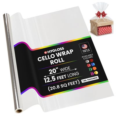 Hygloss Products Cello-Wrap Roll, Clear, 20-inches x 12.5-feet