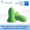 Flents Protechs Foam Ear Plugs, 10 Pair with case Sleeping, Snoring, Loud Noise, Traveling, Concerts, Construction, Studying, Work, Shooting, NRR 33, Noise Cancelling, Green, Made in the USA view 3