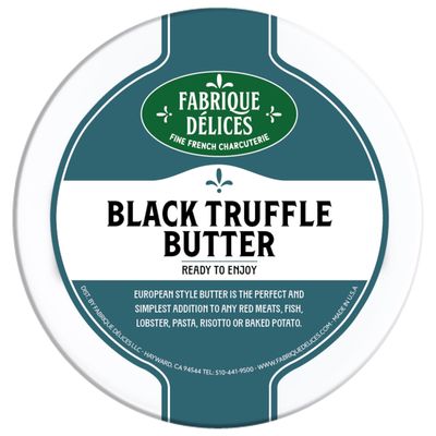 Fabrique Delices Black Winter Truffle Butter - 3 oz tub (Pack of 8) - French Hand-Churned Beurre de Baratte with Black Winter Truffles, Gourmet Culinary Delight