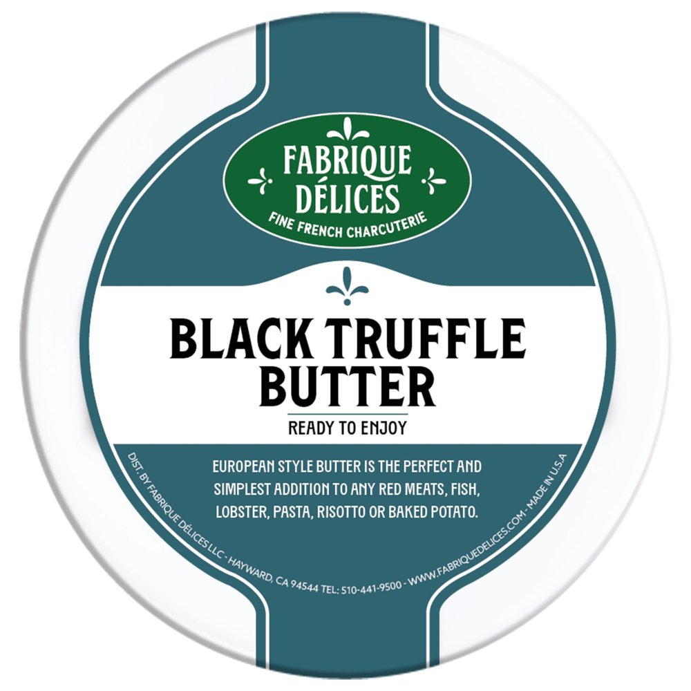 Fabrique Delices Black Winter Truffle Butter - 3 oz tub (Pack of 8) - French Hand-Churned Beurre de Baratte with Black Winter Truffles, Gourmet Culinary Delight