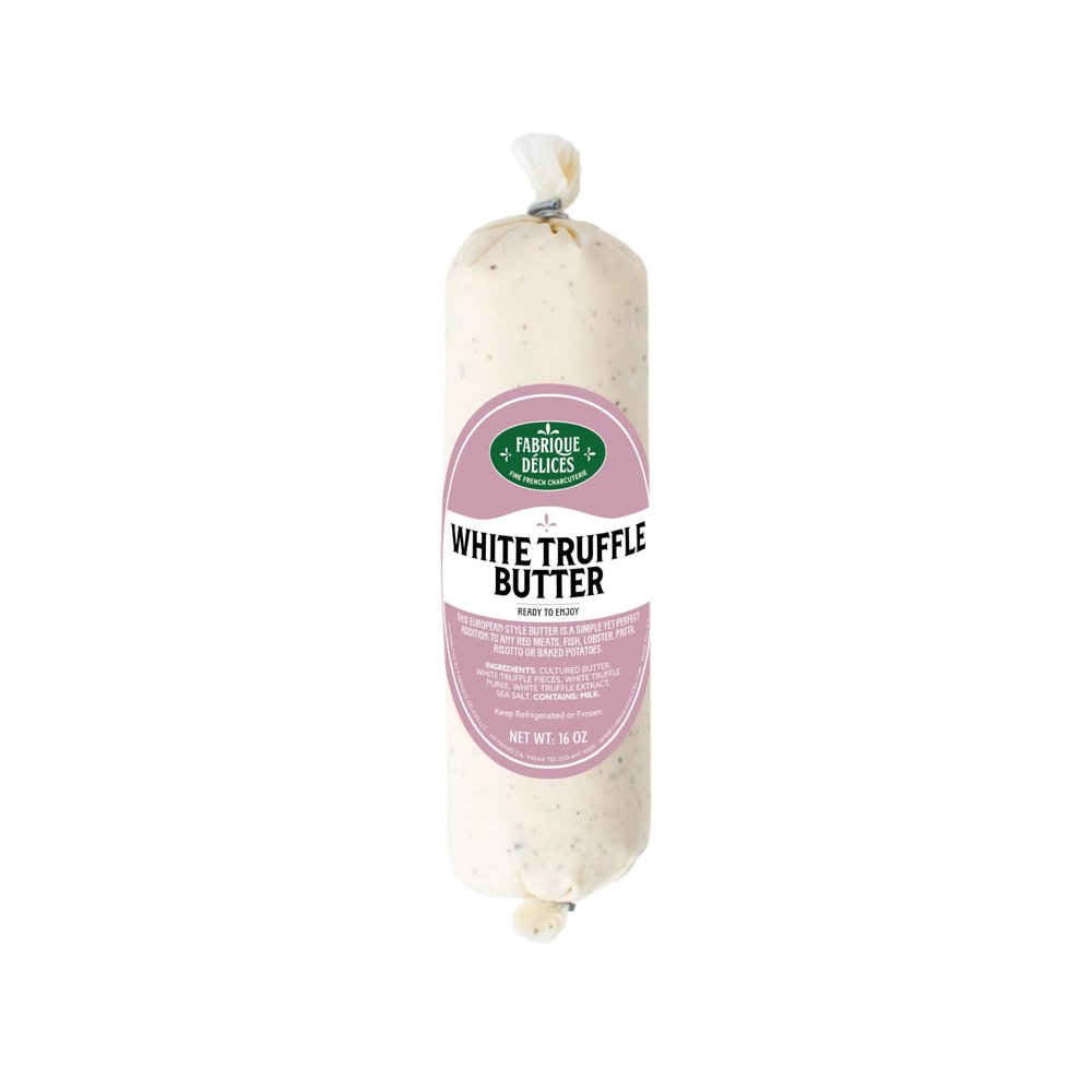 Fabrique Delices French White Truffle Butter - 16 oz Log (Pack of 4) | Hand-Churned Beurre de Baratte Butter, Gourmet Quality, Imported from France