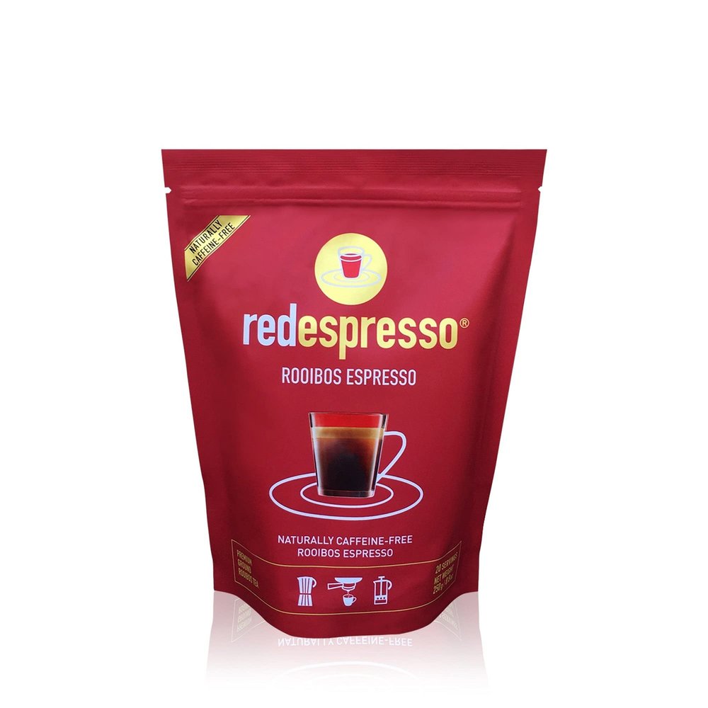 Red Espresso Rooibos Tea Ground South African Red Tea for Espresso Machines Caffeine-Free Herbal Brew, Coffee Alternative, Brews Like Coffee 8.8 oz (250 g)