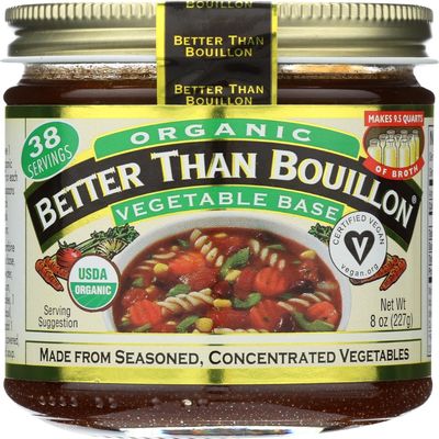 Better Than Bouillon Organic Vegetable Base, Made from Seasoned & Concentrated Vegetables, Organic & Vegan, Makes 9.5 Quarts of Broth, 8 OZ Jar (Pack of 3)