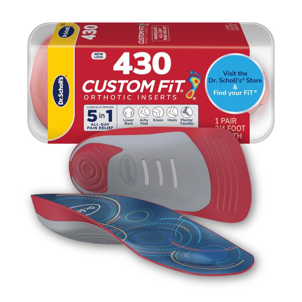 Dr. Scholls Custom Fit Orthotics 3/4 Length Arch Support Shoe Inserts - Plantar Fasciitis Relief Insoles for Men and Women, Immediate All-Day Total Lower Body Pain Relief, FSA HSA Eligible, CF430