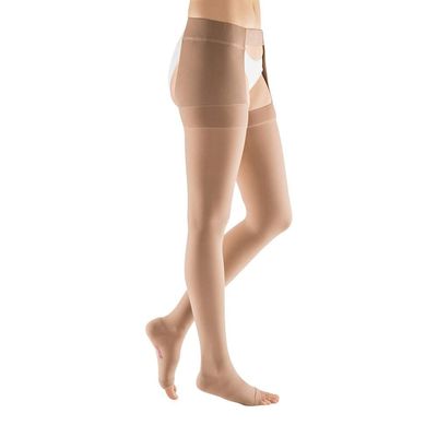 Mediven Plus 20-30 mmHg Thigh High OT w/ Waist Attachment : Right Leg Beige Size VII