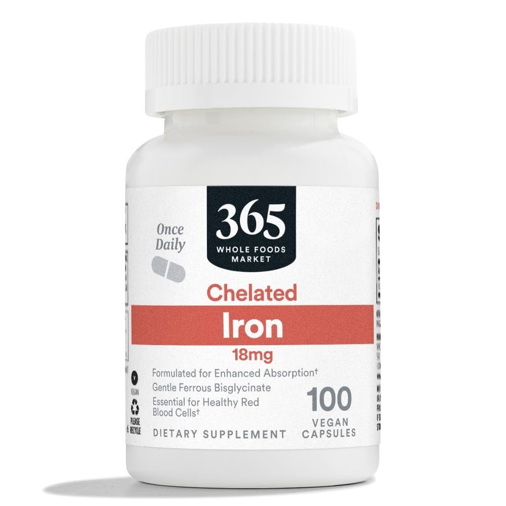 365 by Whole Foods Market, Chelated Iron 18mg, Vegan, 100 Capsules