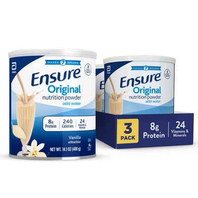 Ensure Original Vanilla Nutrition Powder | Vanilla Protein Powder | Small Meal Replacement Shake Mix | 8g Protein, 24 Vitamins & Minerals | Immune Health | 14.1 oz - 3 pack