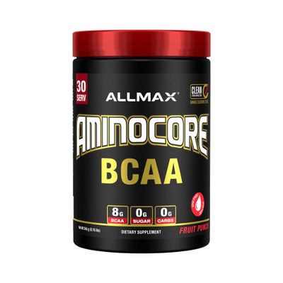 ALLMAX AMINOCORE BCAA Powder for Workout Muscle Recovery & Increased Endurance - Sugar Free, No Fillers 8.18 Grams Bcaas Amino Acids, B Vitamins for Women and Men - 30 Servings | Fruit Punch, 345g
