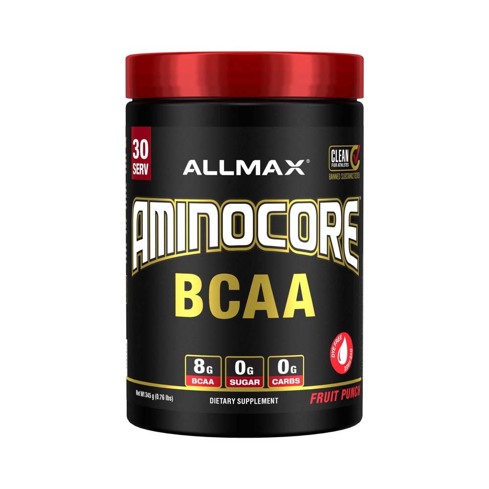 ALLMAX AMINOCORE BCAA Powder for Workout Muscle Recovery & Increased Endurance - Sugar Free, No Fillers 8.18 Grams Bcaas Amino Acids, B Vitamins for Women and Men - 30 Servings | Fruit Punch, 345g