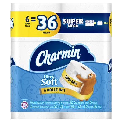 Charmin Ultra Soft Wide Bathroom Tissue - 6 Jumbo Rolls 221 Sheets