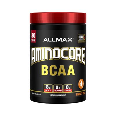 ALLMAX AMINOCORE BCAA Powder for Workout Muscle Recovery & Increased Endurance - Sugar Free, No Fillers 8.18 Grams Bcaas Amino Acids, B Vitamins for Women and Men - 30 Servings | Sweet Tea, 345g