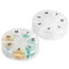 Weekly Pill Organizer - (Pack of 2) 7 Day Pills Container, Round Medicine Organizer Box, Daily Week Pill Reminder Case Travel Friendly, BPA-Free Vitamin, Supplement, Fish Oil, Medication Planner view 1