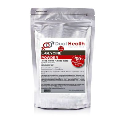 Glycine Powder (500g / 1.1 lbs) Pure Free Form Glycine Bulk Supplements, Sleep Amino Acid, Non-GMO, Gluten Free