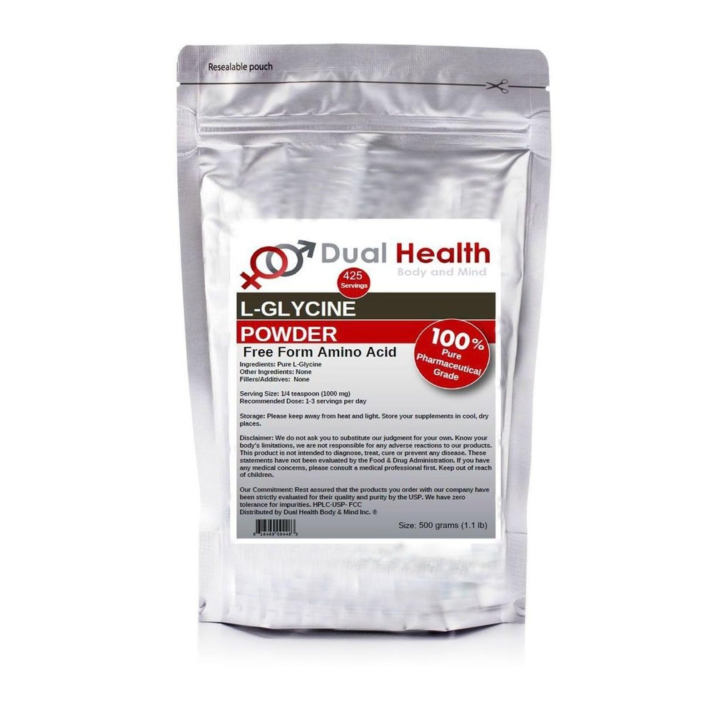 Glycine Powder (500g / 1.1 lbs) Pure Free Form Glycine Bulk Supplements, Sleep Amino Acid, Non-GMO, Gluten Free
