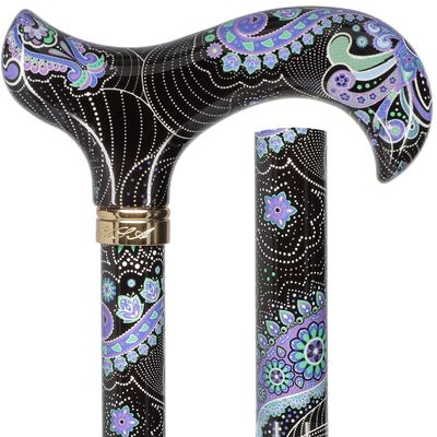 Royal RC Canes Purple Majesty Adjustable Derby Walking Cane Lightweight Aluminum Walking Stick with HD Pattern, Engraved Collar Stylish and Supportive Cane for Men and Women