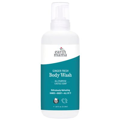 Earth Mama Ginger Fresh Hand & Body Wash | Foaming Hand Soap Refill, Castile Soap Liquid Made with Organic Coconut Oil, Shea Butter, Calendula & Aloe, 34 fl oz