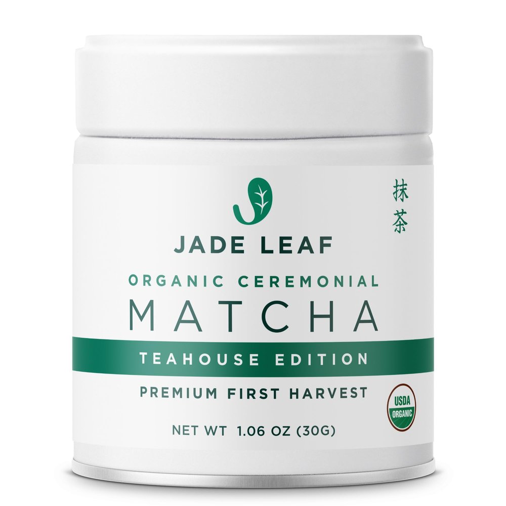 Jade Leaf Matcha Organic Ceremonial Grade Matcha Green Tea Powder - 100% Pure Japanese First Harvent Green Tea for Ceremonies, Usucha, Lattes 30g / 1.06 Ounce Tin (Pack of 1)