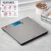 Taylor Digital Scales for Body Weight, High 400 LB Capacity, Brushed Stainless Steel Thin Glass Platform, Unique Blue LCD, Durable Platform, 11.8 x 11.8 Inches, Stainless Steel view 2
