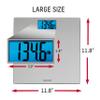 Taylor Digital Scales for Body Weight, High 400 LB Capacity, Brushed Stainless Steel Thin Glass Platform, Unique Blue LCD, Durable Platform, 11.8 x 11.8 Inches, Stainless Steel view 3