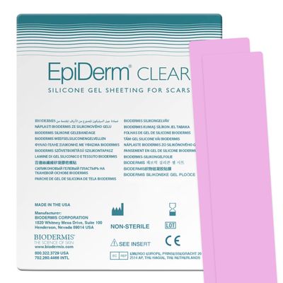 Epiderm Long Strips Clear Silicone Scar Sheets  Soft, Flexible & Reusable Scar Sheets - Treatment for Tummy Tuck, C-Section & Surgery Scars - Conforms to Body Contours - 1.4" x 11.5", 1 Pair