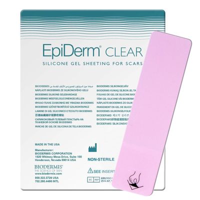 Epiderm Silicone Gel Strips - Silicone Tape for Scar Care - C Section, Tummy Tuck Tape & Cardiac Surgery Scars - Flexible & Reusable Strips - 1.4"x6" Clear
