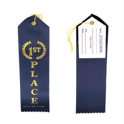 1st Place (Blue) Award Ribbons with a Card and String (24) pack