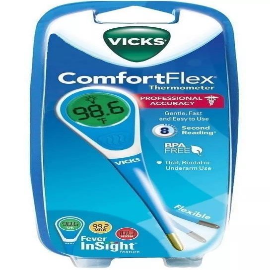 Vicks ComfortFlex Digital Thermometer  Accurate, Color Coded Readings in 8 Seconds - Digital Thermometer for Oral, Rectal or Under Arm Use