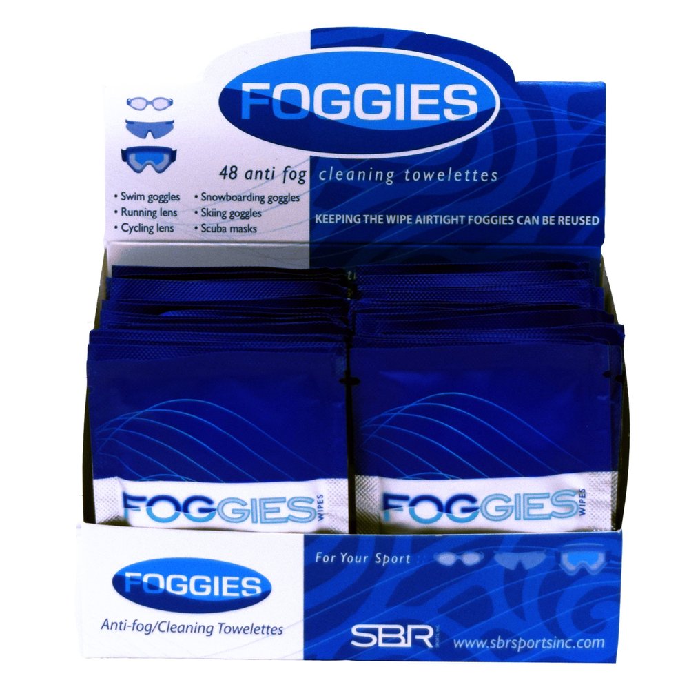 FOGGIES Anti-Fog Towelettes 48 Pack | 2-in-1 Lens Cleaner & Anti-Fog Wipe | Cleans and Defogs Goggles, Glasses & Masks | Reusable Wipes for Swim, Scuba & Sports Lens