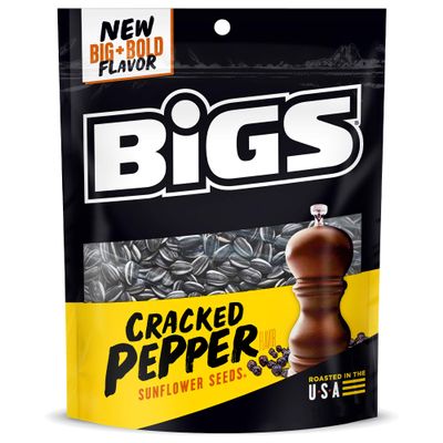BIGS Sunflower Seeds, Cracked Pepper Flavor, 5.35 oz. (Pack of 12)